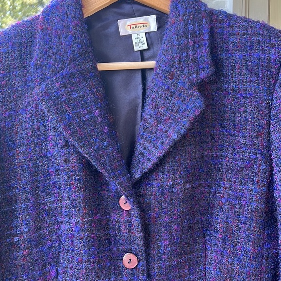 Talbots Purple Tweed Fuzzy Knobby Blazer. Wool/Mohair. Sz 10 - Picture 2 of 8
